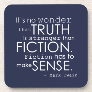 Twain Literary Quote Coaster Set in Dark Blue