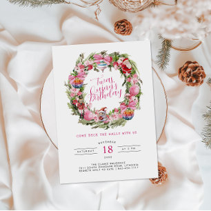 ’Twas a Christmas Birthday Holiday Wreath Invitation