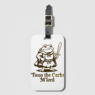 Twas the Carbs M’Lord Vintage Funny Frog Meme Luggage Tag