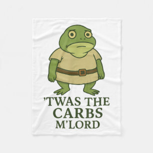 Twas The Carbs Mlord Funny Frog Meme Medieval  Fleece Blanket