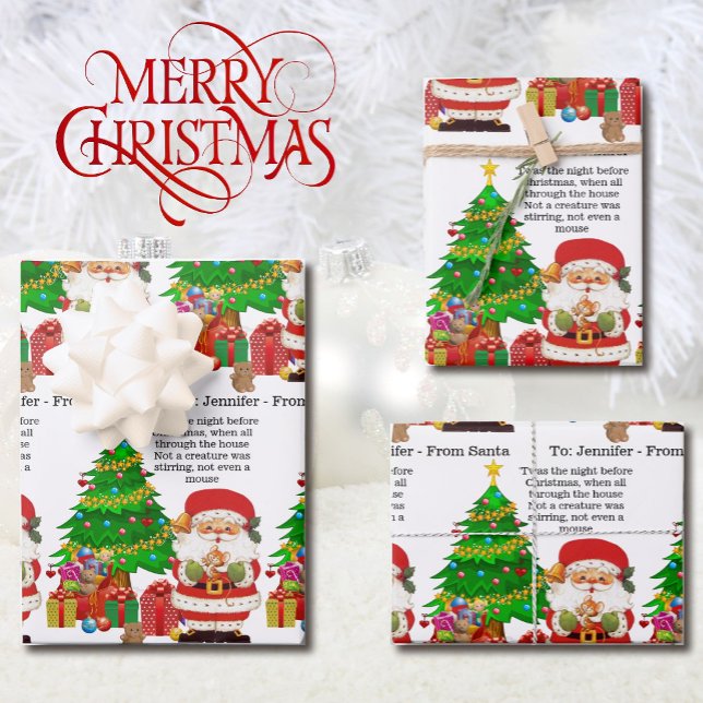 Twas The Night Before Christmas Add Child's Name 3 Wrapping Paper Sheet (Creator Uploaded)