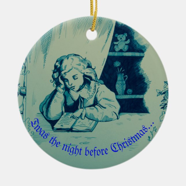 Twas the Night Before Christmas Ceramic Ornament (Front)
