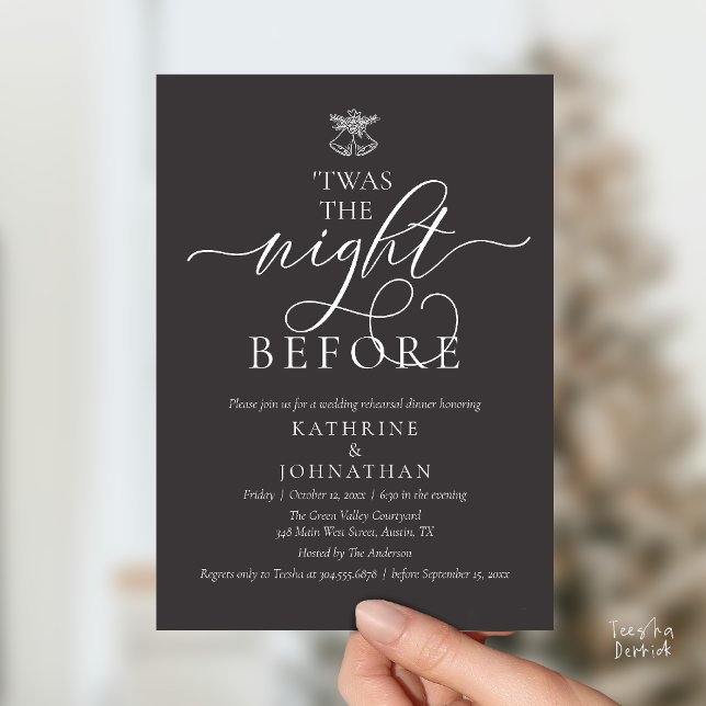 'Twas The Night Before Classy Rehearsal Dinner Invitation ('Twas The Night Before Classy Rehearsal Dinner Invitation Card in Charcoal Grey)