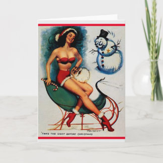 Twas The Sight Before Christmas PinUp GreetingCard Holiday Card