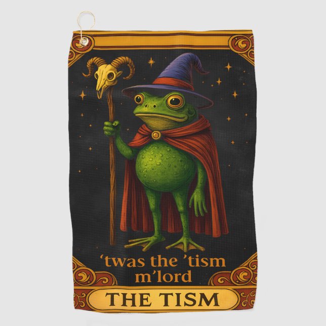 T'was The 'Tism M'Lord Frog Meme Autism Awareness Golf Towel (Front)