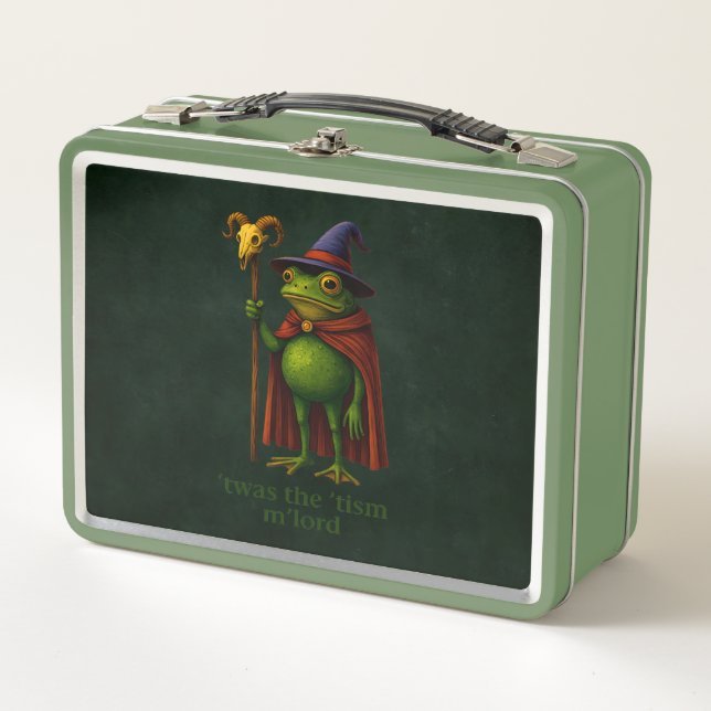 T'was The 'Tism M'Lord Frog Meme Autism Awareness Metal Lunch Box (Front)