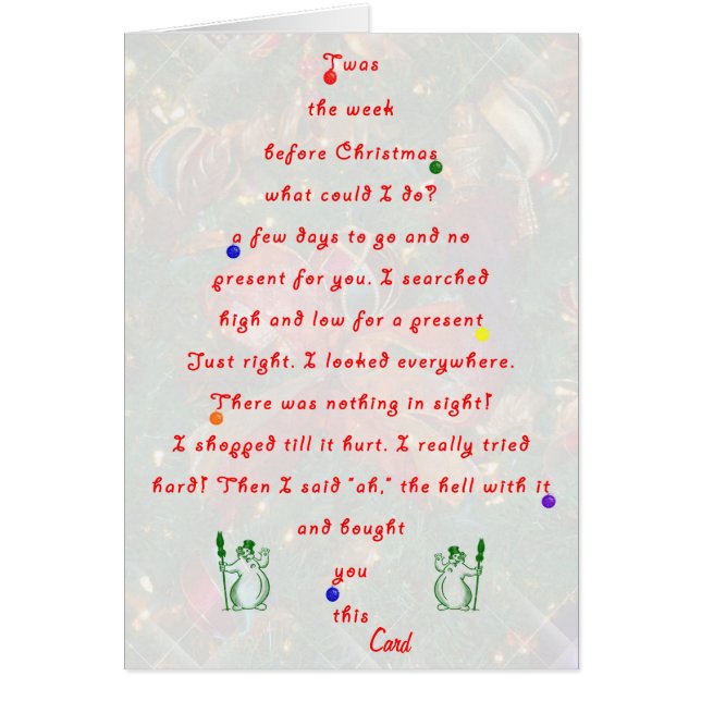 Twas the week before Christmas Greeting Card (Front)
