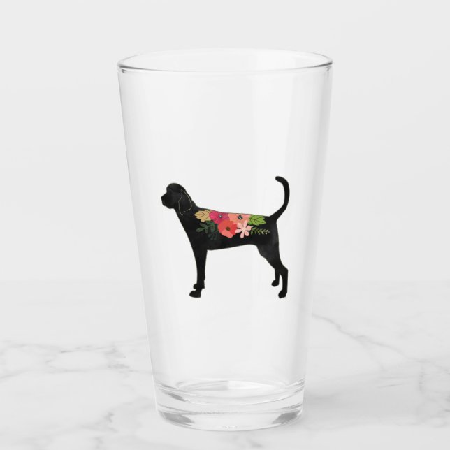 TWC Chien race Boho Foral Silhouette Verre (Devant)