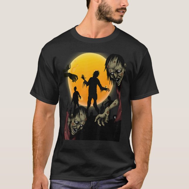 TWEAR TEE's Halloween Zombie Dead Walking Scary Co T-Shirt (Front)