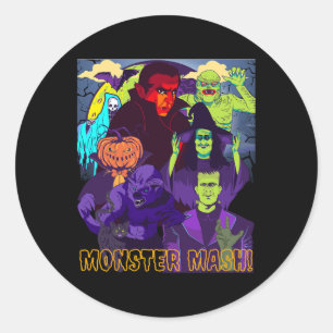 Twear Tee's Monster Mash Halloween Costume Fun Mon Classic Round Sticker