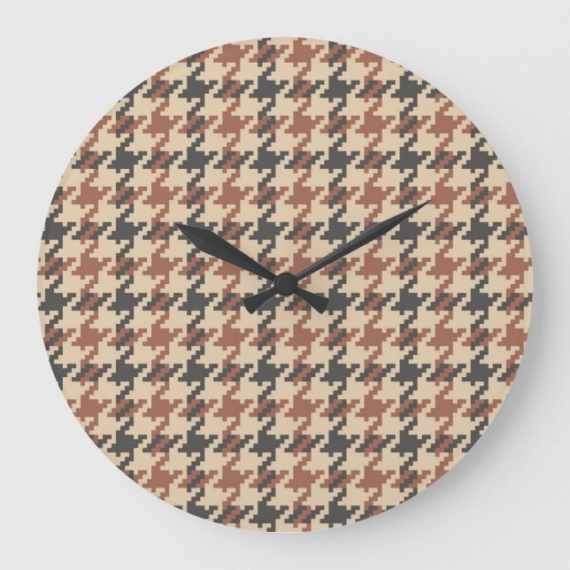 Tweed Goose Foot Vintage Pattern Large Clock (Front)