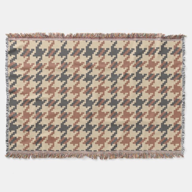Tweed Goose Foot Vintage Pattern Throw Blanket (Front)