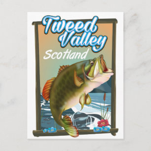 Tweed Valley Scottish fishing poster. Postcard