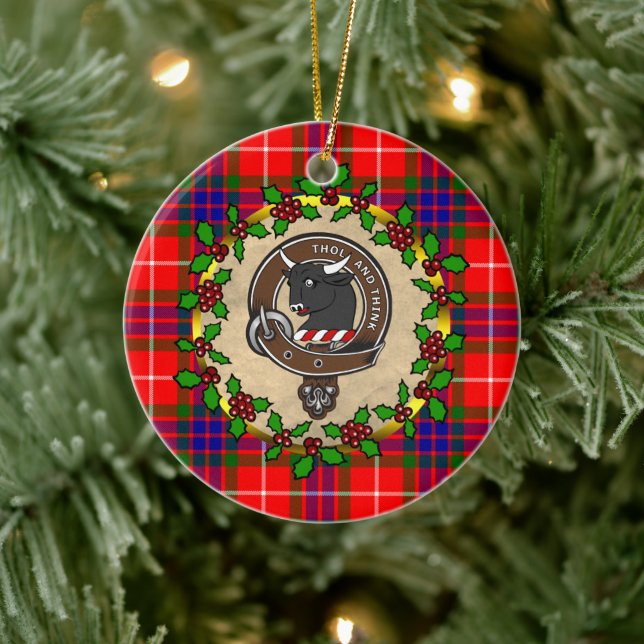 Tweedie Clan Badge & Tartan Personalized Christmas Ceramic Ornament (Tree)
