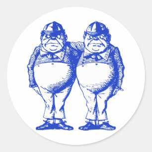Tweedle Dee and Tweedle Dum Inked Blue Classic Round Sticker