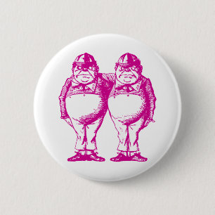 Tweedle Dee and Tweedle Dum Inked Pink 2 Inch Round Button