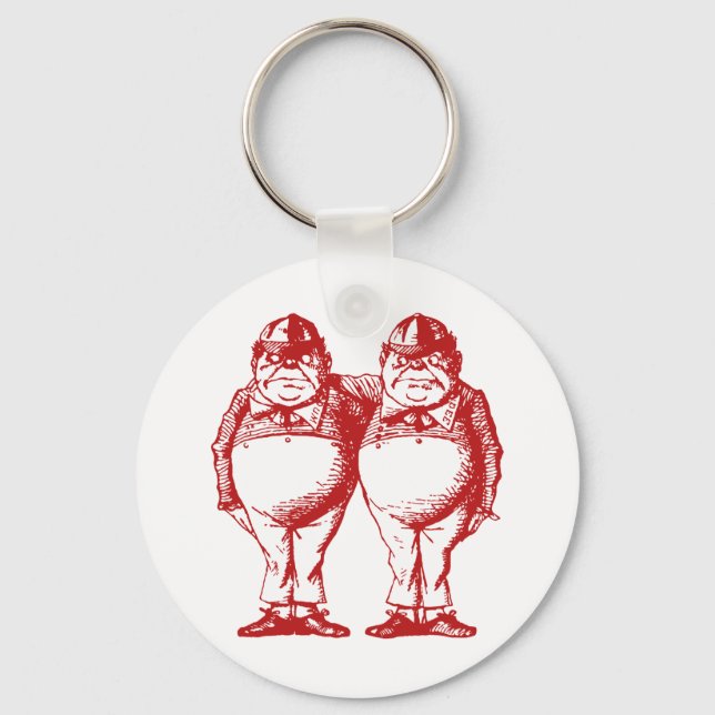 Tweedle Dee and Tweedle Dum Inked Red Keychain (Front)