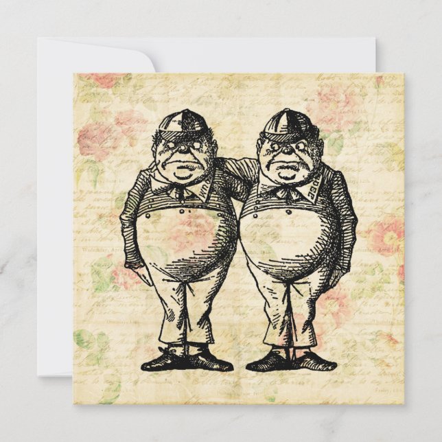 Tweedledee and Tweedledum Alice in Wonderland Holiday Card (Front)