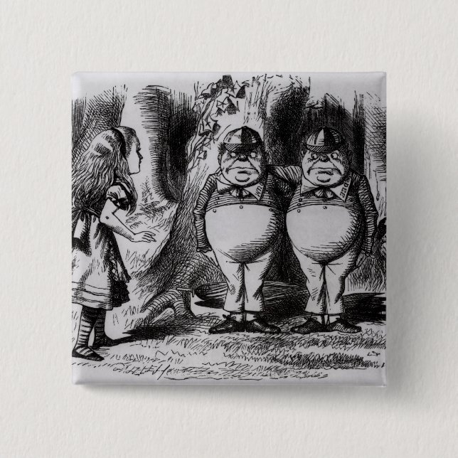 Tweedledum and Tweedledee 2 Inch Square Button (Front)
