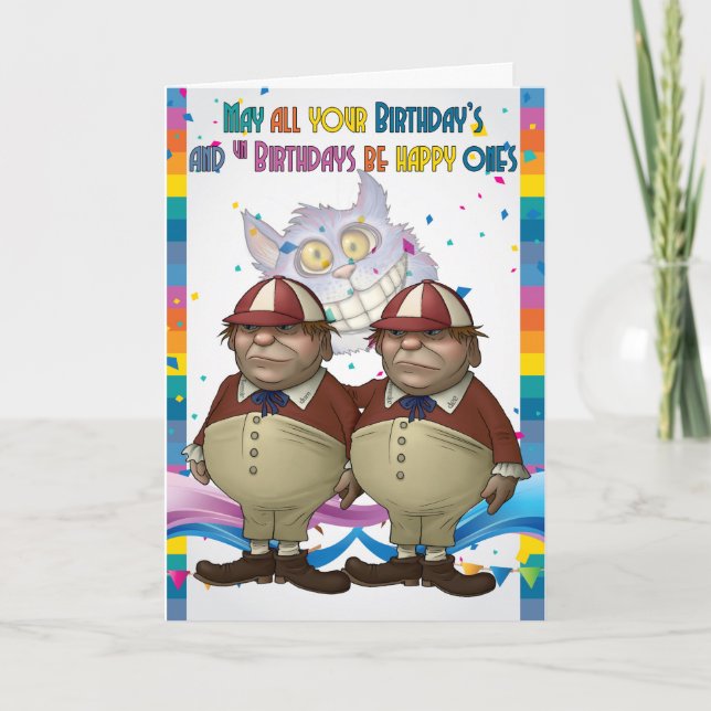 Tweedledum, Tweedledee Birthday Card - Wonderland (Front)