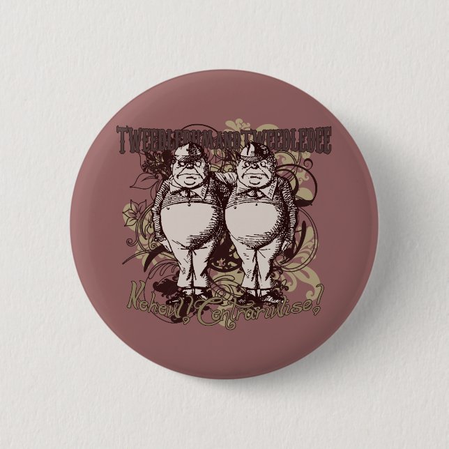 Tweedledum & Tweedledee Carnivale Style 2 Inch Round Button (Front)
