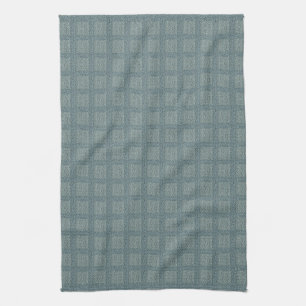 Tweedy Wool Aqua and Green Pattern Kitchen Towel