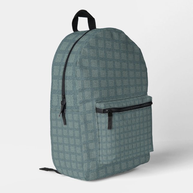 Tweedy Wool Aqua and Green Pattern Printed Backpack (Back Corner Left)