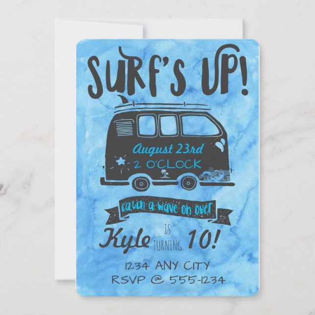 Tween Birthday - Surf Theme Invitation (Front)