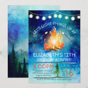 Tween Bonfire Birthday Party Invitation