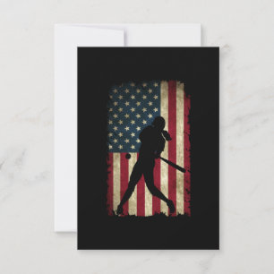 Tween Girls Softball Stuff USA Flag Thank You Card