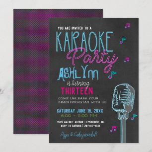 Tween/Teen Karaoke Birthday Party Invitation