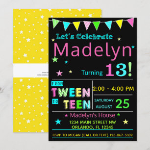 Tween to Teen 13th Birthday Invitation I Teenager