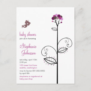 Tweet Bird   Purple Baby Shower Custom Postcard