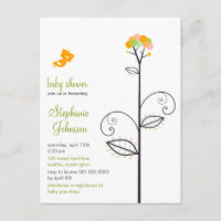 Tweet Bird Yellow Bloom Dots Tree Chic Baby Shower