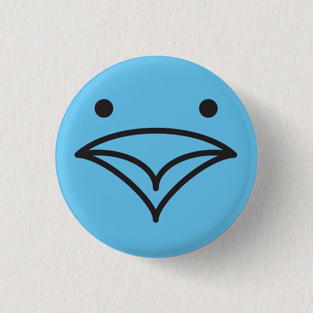Tweet Funny Little Blue Bird of Happiness Face 1 Inch Round Button (Front)