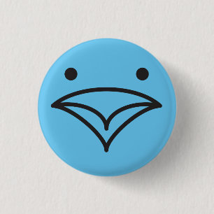 Tweet Funny Little Blue Bird of Happiness Face 1 Inch Round Button