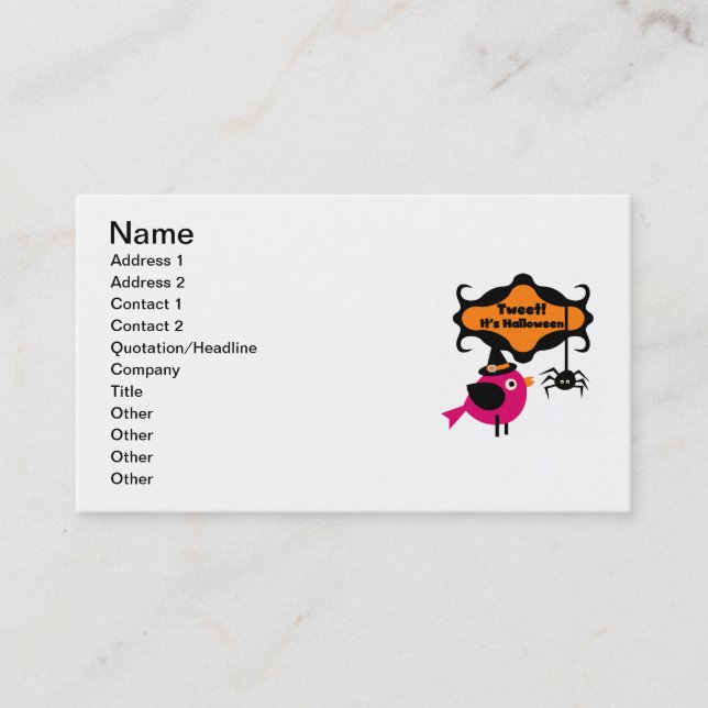 Tweet Halloween T-shirts and Gifts Business Card (Front)