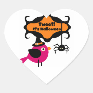 Tweet Halloween T-shirts and Gifts Heart Sticker
