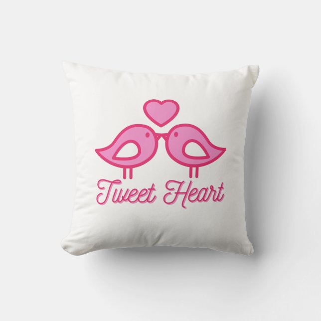 Tweet Heart Love Throw Pillow (Front)