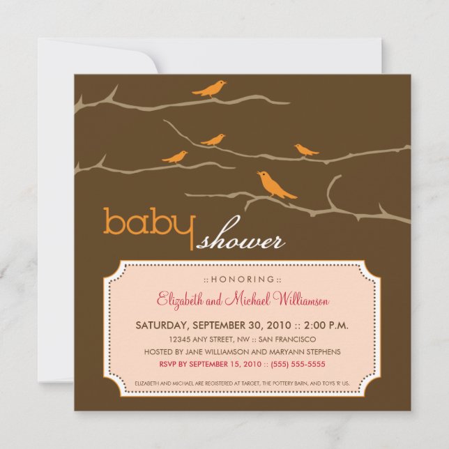 Tweet {TBA} !Tweetez ! Invitation Baby shower (ora (Devant)