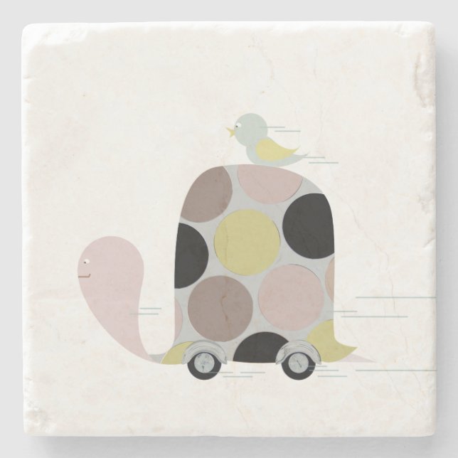 Tweeter on a Turtle Stone Coaster (Front)