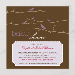 Tweetez !Tweetez ! Invitation Baby shower (lavande