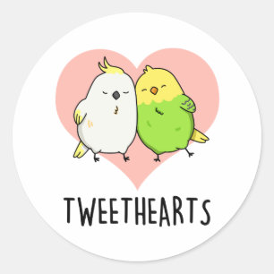 Tweethearts Funny Love Birds Pun Classic Round Sticker