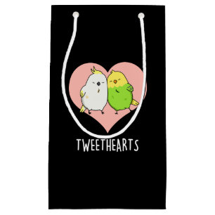 Tweethearts Funny Love Birds Pun Dark BG Small Gift Bag
