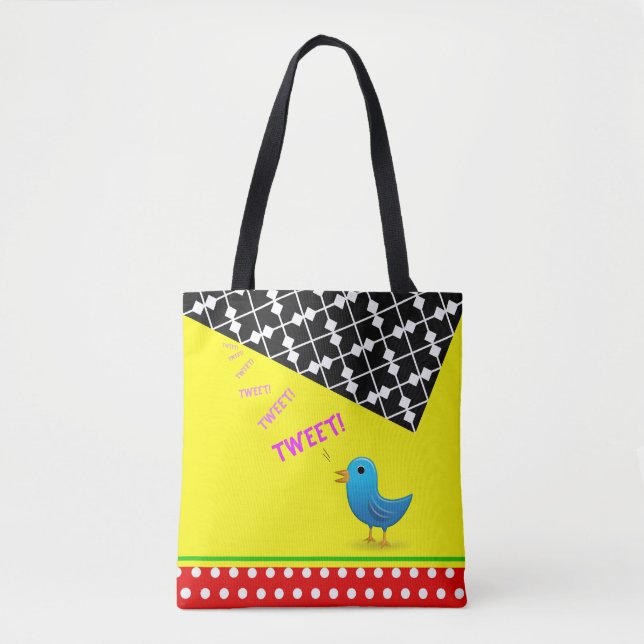 Tweeting Bird Bright Colours Tote Bag (Front)