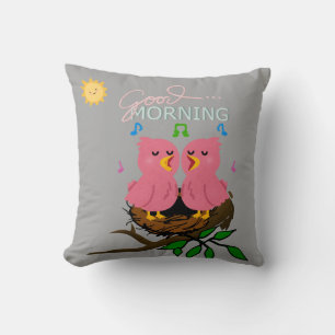 Tweeting Birds Square Pillow