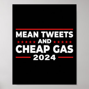 Tweets And Cheap Gas Funny Donald Trump 2024 Elect Poster