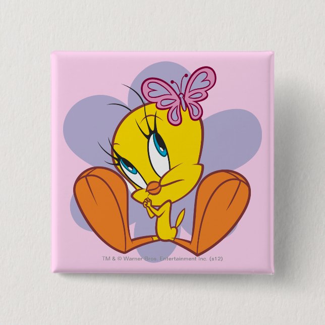 TWEETY™ and Butterfly 2 Inch Square Button (Front)