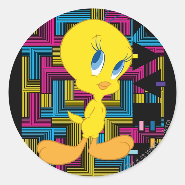 TWEETY™ Electronic Colour Classic Round Sticker (Front)