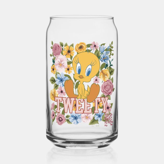 TWEETY™ Floral Embroidery Graphic Can Glass (Front)
